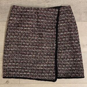 Loft Tweed Sequined Glitter Short Skirt Black Red White 6